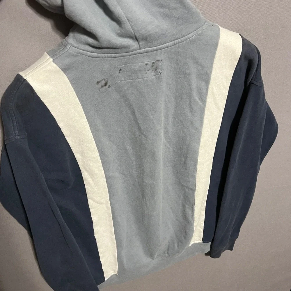 Abercrombie & Fitch NYC Colorblock Hoodie Blue Navy Cream Mens XS
